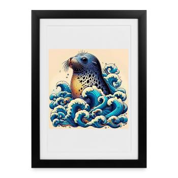seal - Framed poster (27 × 37 cm) - black - Front