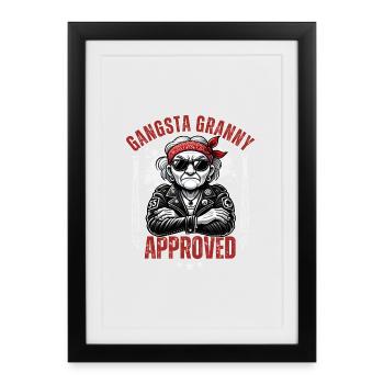 Veste en cuir approuvée par Rebellious Granny Gangsta - Affiche encadrée (27 × 37 cm) - noir - Devant