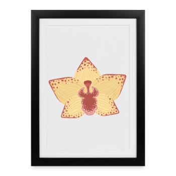 Illustration élégante de fleur d’orchidée - Affiche encadrée (27 × 37 cm) - noir - Devant