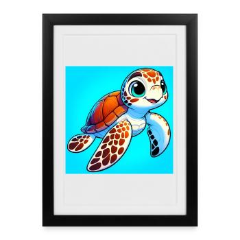 tortue - Affiche encadrée (27 × 37 cm) - noir - Devant