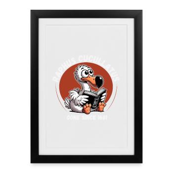 Cartoon Dodo Bird Reading Manual To Survive Humor - Framed poster (27 × 37 cm) - black - Front