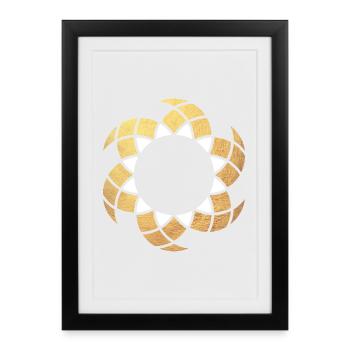 Yoga Sonne Gold Ornament Mandala exklusiv Namaste - Gerahmtes Poster (27 × 37 cm) - Schwarz - Vorne