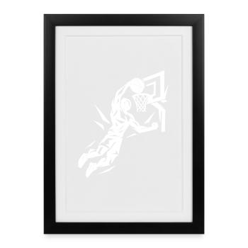 Basketball Slam Dunk Lancer Joueur Dunking Cadeau - Affiche encadrée (27 × 37 cm) - noir - Devant