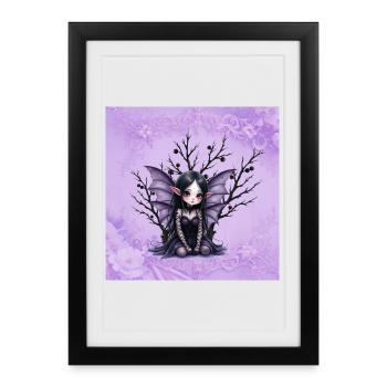 Vampire fée fille sur arbre sombre - Affiche encadrée (27 × 37 cm) - noir - Devant