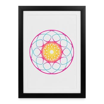 Yoga Wheel Colorful Mandala Meditation om Namaste - Framed poster (27 × 37 cm) - black - Front