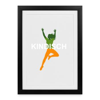 Childish Woman Motif Design - Framed poster (27 × 37 cm) - black - Front