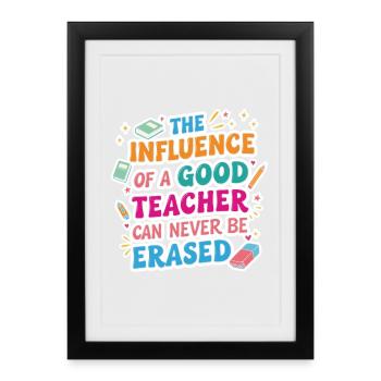 Inspiration Enseignant Citation Cadeau Enseignants - Affiche encadrée (27 × 37 cm) - noir - Devant