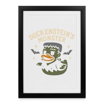 "Duckenstein's Monster" Badeenten Motiv mit Spruch - Gerahmtes Poster (27 × 37 cm) - Schwarz - Vorne