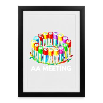 AA Meeting Piles Sobriété Humour T-Shirt - Affiche encadrée (27 × 37 cm) - noir - Devant
