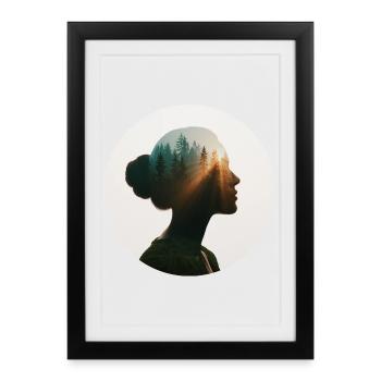 Motif féminin amoureux de la nature - Affiche encadrée (27 × 37 cm) - noir - Devant