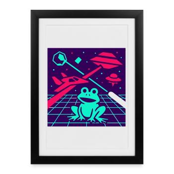 Grenouille de l’espace - Affiche encadrée (27 × 37 cm) - noir - Devant