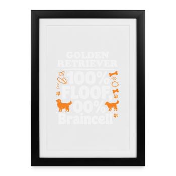 100 % Floof 0 % Braincell Golden Retriever Humour - Affiche encadrée (27 × 37 cm) - noir - Devant