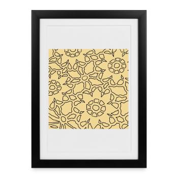 Geometric floral pattern for embroidery fabrics - Framed poster (27 × 37 cm) - black - Front