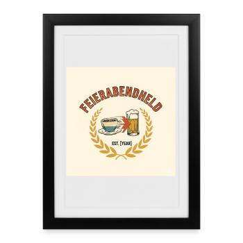 After-Work Hero Coffee Mug & Beer Glass Design - Framed poster (27 × 37 cm) - black - Front
