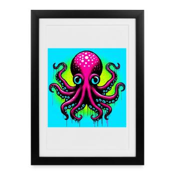 Octopus - Framed poster (27 × 37 cm) - black - Front