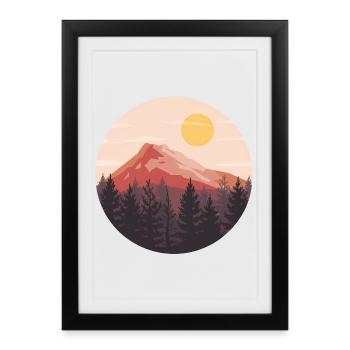 Paysage de coucher de soleil amoureux de la nature - Affiche encadrée (27 × 37 cm) - noir - Devant