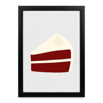 Illustration fantaisiste de gâteau de velours rouge - Affiche encadrée (27 × 37 cm) - noir - Devant