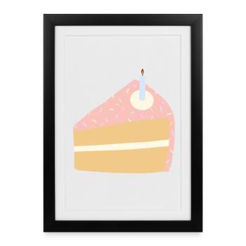 Illustration de gâteau d’anniversaire festif - Affiche encadrée (27 × 37 cm) - noir - Devant