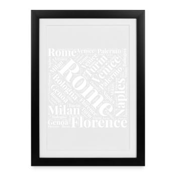 Vibrant Italian Cityscape Typography Design - Framed poster (27 × 37 cm) - black - Front