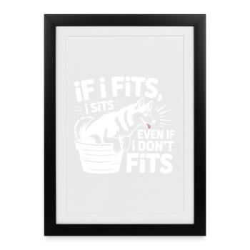 If I Fits I Sits Husky Funny Dog Quote  - Framed poster (27 × 37 cm) - black - Front