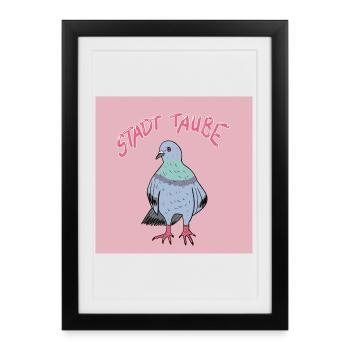 Conception d’illustration de pigeon de ville - Affiche encadrée (27 × 37 cm) - noir - Devant