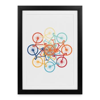 Art du vélo aux couleurs vives - Affiche encadrée (27 × 37 cm) - noir - Devant