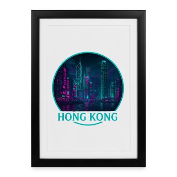 Hong Kong Souvenir Cyberpunk - Affiche encadrée (27 × 37 cm) - noir - Devant