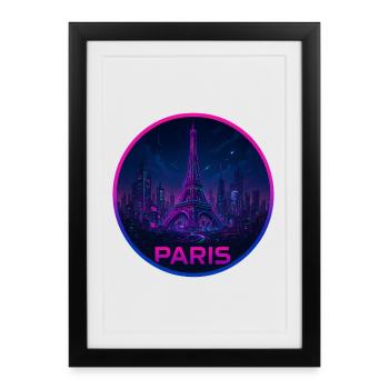 Paris Souvenir Cyberpunk - Affiche encadrée (27 × 37 cm) - noir - Devant
