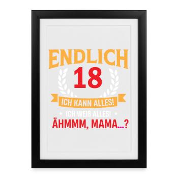 Finally 18 Birthday Saying Design - Framed poster (27 × 37 cm) - black - Front
