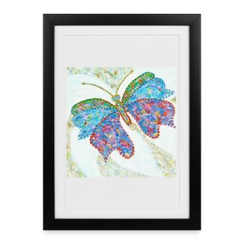 Butterfly Artisanal Colored Mosaic - Framed poster (27 × 37 cm) - black - Front
