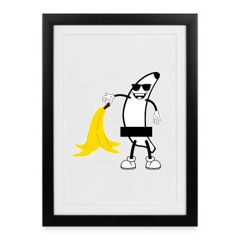Banane de fête - Affiche encadrée (27 × 37 cm) - noir - Devant