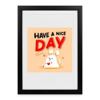 Design mignon de lapin avec message positif - Affiche encadrée (27 × 37 cm) - noir - Devant