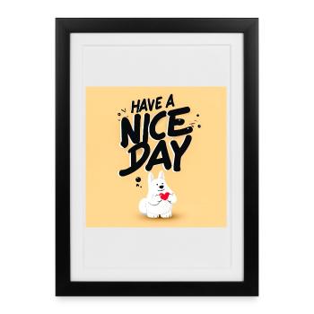 Design Motivation Bonheur Chien - Affiche encadrée (27 × 37 cm) - noir - Devant