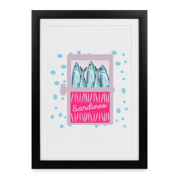 BOÎTE DE POISSON SARDINES BOÎTE DE POISSON - Affiche encadrée (27 × 37 cm) - noir - Devant