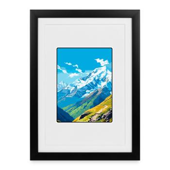 Affiche de voyage vintage El Morado Chile Paysage urbain - Affiche encadrée (27 × 37 cm) - noir - Devant