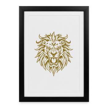 Majestic lion head graphic - Framed poster (27 × 37 cm) - black - Front