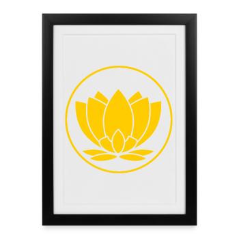 Illustration de fleur de lotus jaune - Affiche encadrée (27 × 37 cm) - noir - Devant