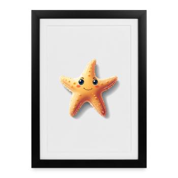 Cute starfish with laughter - Framed poster (27 × 37 cm) - black - Front