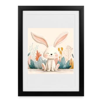 Cute Bunny with Pastel Vegetation - Framed poster (27 × 37 cm) - black - Front