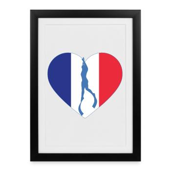 Drapeau du Cœur de France d’Apnée - Affiche encadrée (27 × 37 cm) - noir - Devant