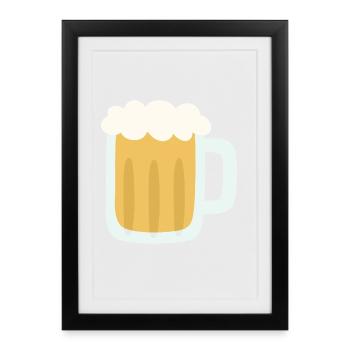 Foamy Beer Mug Illustration - Framed poster (27 × 37 cm) - black - Front