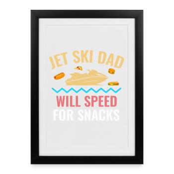 Papa amateur de snacks et de jet ski amusant - Affiche encadrée (27 × 37 cm) - noir - Devant