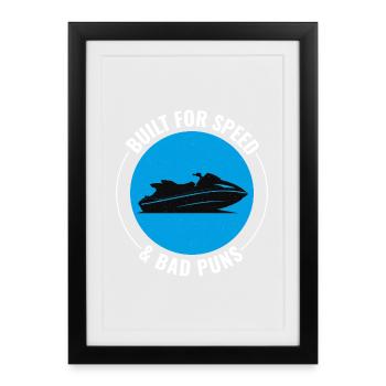 Jeu de mots amusant sur le jet ski conçu pour la vitesse - Affiche encadrée (27 × 37 cm) - noir - Devant