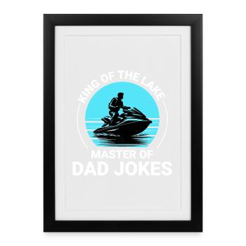 Jet Ski Dad, roi du lac - Affiche encadrée (27 × 37 cm) - noir - Devant