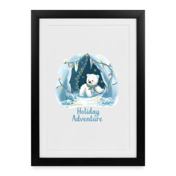 Doux Noël Ours polaire – Holiday Adventure - Affiche encadrée (27 × 37 cm) - noir - Devant