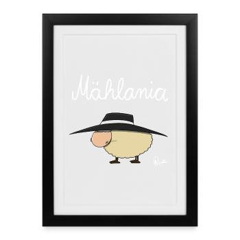 Design Mählandia avec mouton en laine et chapeau - Affiche encadrée (27 × 37 cm) - noir - Devant