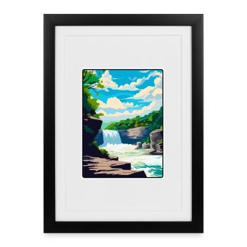 Affiche de voyage à Cumberland Falls USA Paysage urbain WPA - Affiche encadrée (27 × 37 cm) - noir - Devant