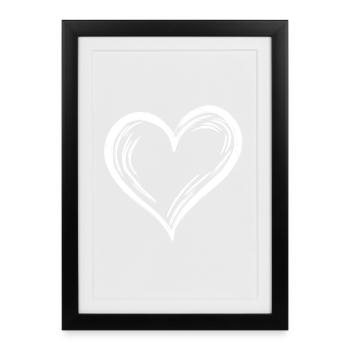 Cute Hand Drawn Heart Black and White - Framed poster (27 × 37 cm) - black - Front