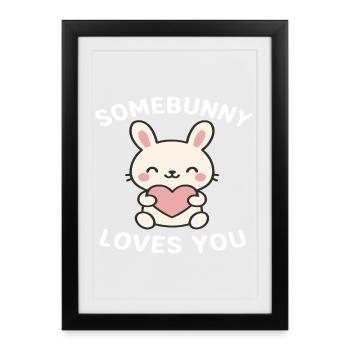 Fille lapin - Affiche encadrée (27 × 37 cm) - noir - Devant