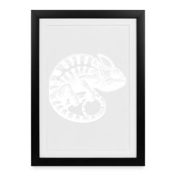 Jungle Reptile Chameleon Tattoo - Framed poster (27 × 37 cm) - black - Front